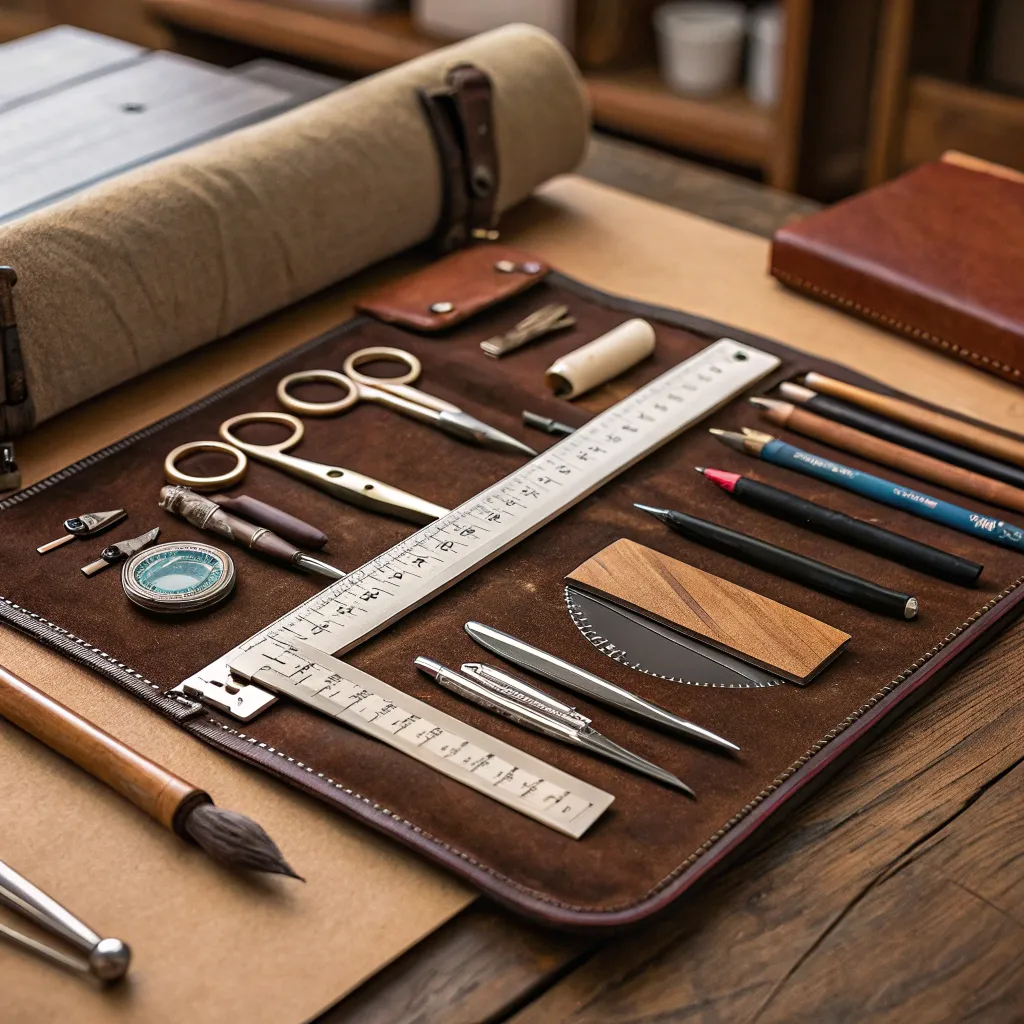 A selection of refined craft tools on a wooden table